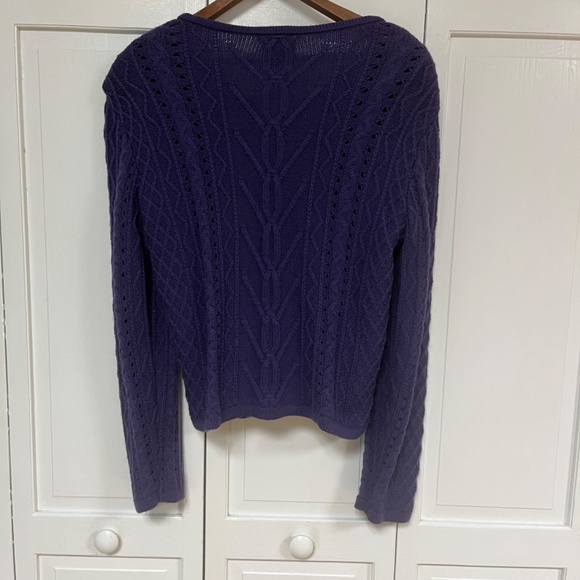 Austrian Wool Geiger Collections Royal Purple Textured Knit Cardigan Tag/Size 36 - Picture 4 of 16